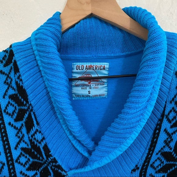 Old America Men’s S Cableknit Floral Embroidered V Neck Collar Pullover Sweater - Picture 3 of 8